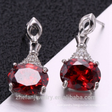 designs jewelry stud earring oval zircon garnet stone earrings